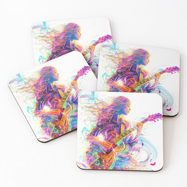Item preview, Romantic Colorful Girl Guitar Player Painting Art Abstract Musician Artwork Abstract Musician Paintings designed and sold by fansyartdesign.