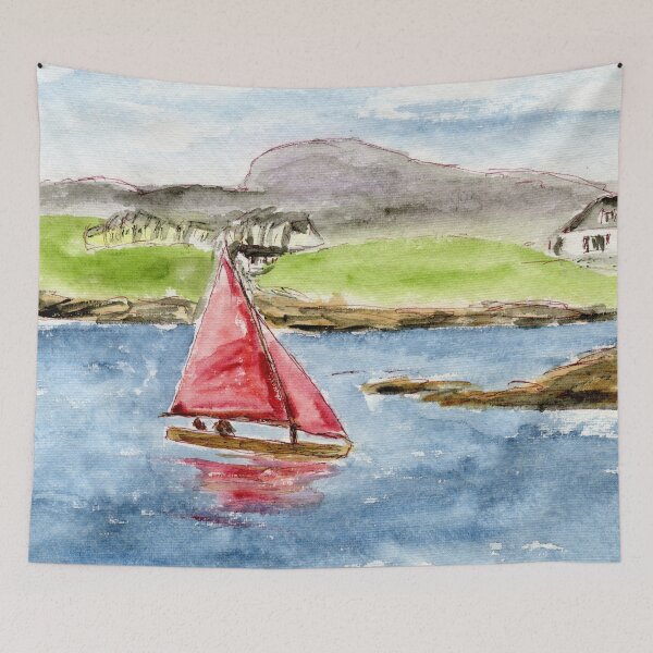 Item preview, Trearddur Bay Myth Sailing Boat, Ynys Mon Anglesey, North Wales designed and sold by LymphomaLass.