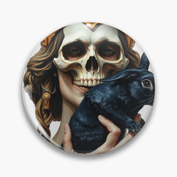 Item preview, Women with skull head | black rabbit pop art  designed and sold by TaliaShin.