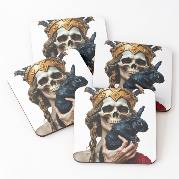 Item preview, Women with skull head | black rabbit pop art  designed and sold by TaliaShin.