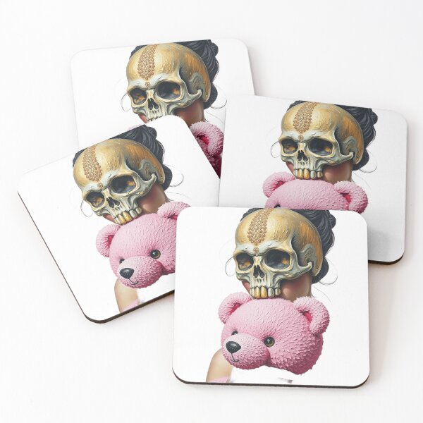 Item preview, Golden Skull Head | pink teddy bear Pop Art Women designed and sold by TaliaShin.