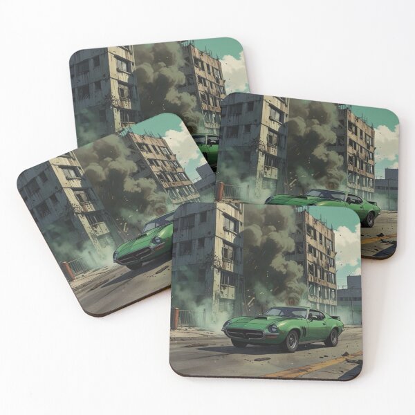 Item preview, Green car in the ruins of a city 2 designed and sold by JohnChocolate.