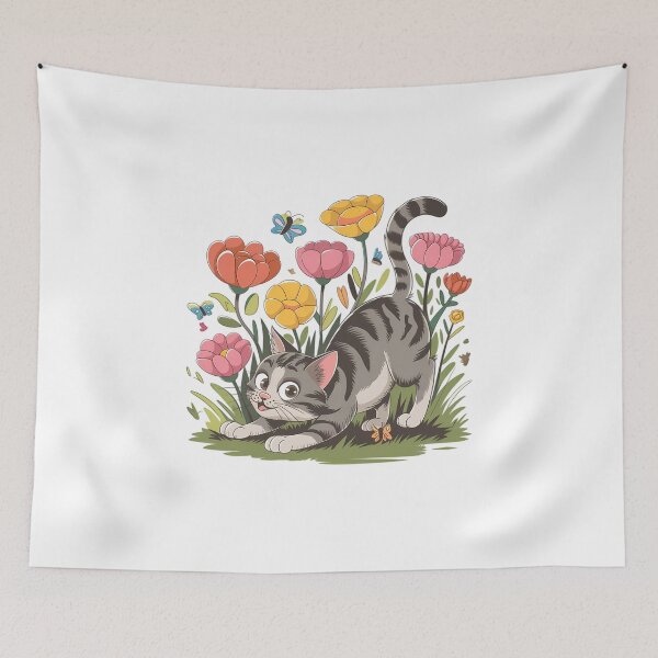 Item preview, Sneaky Cat in a Blooming Garden designed and sold by EclipseArtworks.