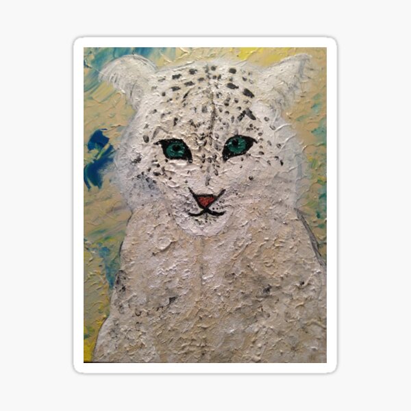 Snow Leopard with piercing green eyes Sticker