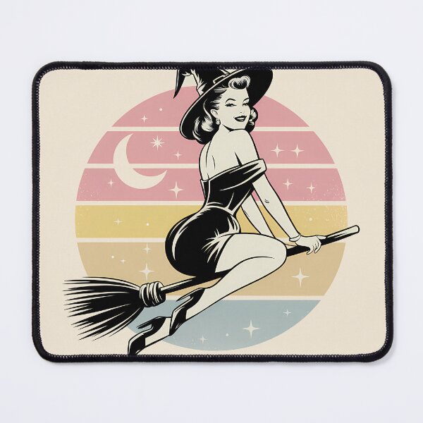 Item preview, Retro Witch on Broomstick designed and sold by RedTamah.