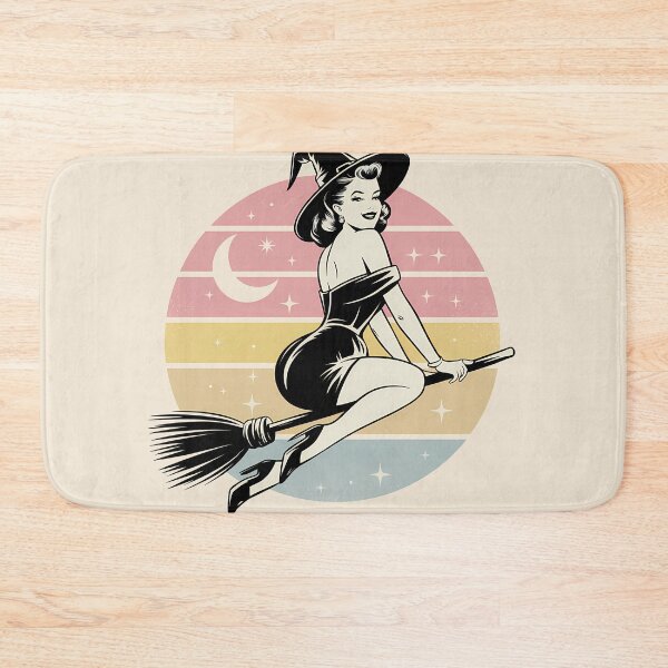 Item preview, Retro Witch on Broomstick designed and sold by RedTamah.
