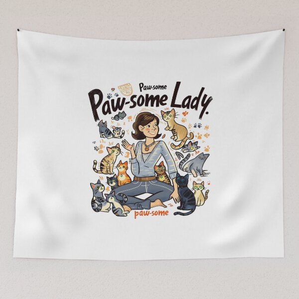 Item preview, Paw-some Lady Wordplay Awesome Cat Lover Lady Cat Rescue  designed and sold by scooterbaby.