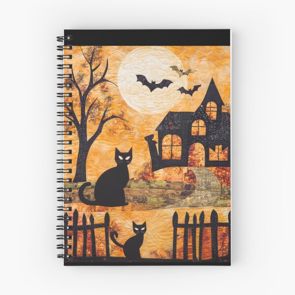 Item preview, Golden Halloween Cat Quilt designed and sold by WitsandWonders.