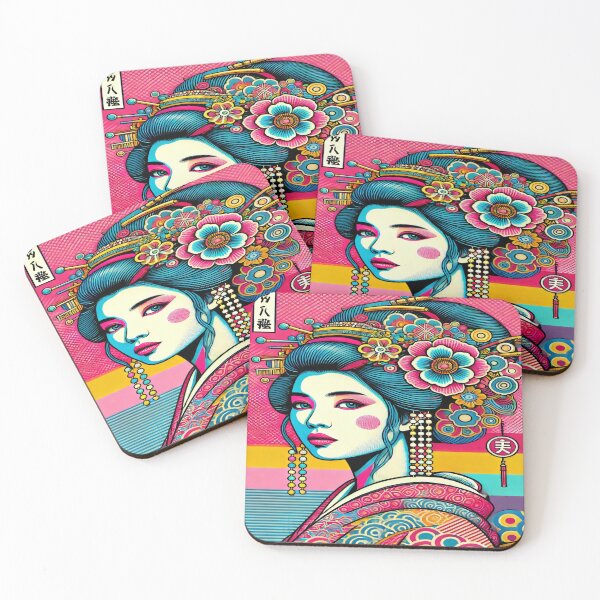 Item preview, Vibrant Ukiyo-e Pop Art Geisha Portrait by Sakura Kawaii Studio designed and sold by SakuraJapanArt.