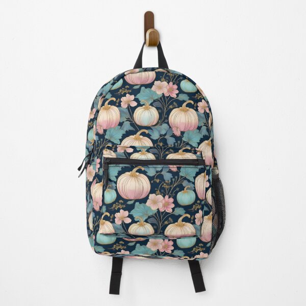 Item preview, Pastel Floral Pumpkin Patch on Dark Blue  designed and sold by Laura DeCamp.