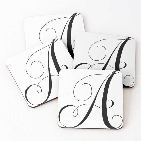 SCRIPT LETTER A Coasters (Set of 4)