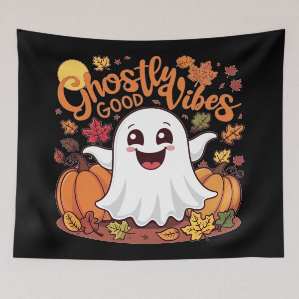 Item preview, Ghostly Good Vibes - Fall Halloween Ghost designed and sold by Kashear.