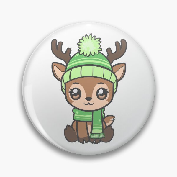 Item preview, Cute Chibi Green Reindeer with Scarf and Hat designed and sold by Sunriya.