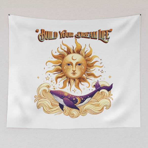 Item preview, Illustration, Minimalist, mystical and cosmic style of a sun and a whale designed and sold by Mahilis.