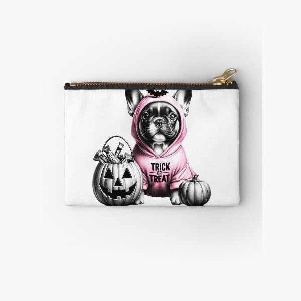 Item preview, Black white and pink themed Halloween Frenchie stickers and more designed and sold by CRandRRstickers.
