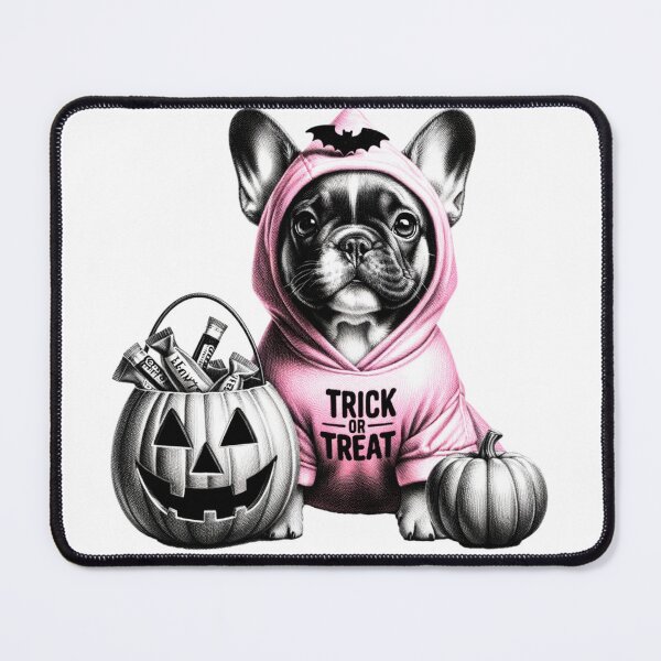 Item preview, Black white and pink themed Halloween Frenchie stickers and more designed and sold by CRandRRstickers.