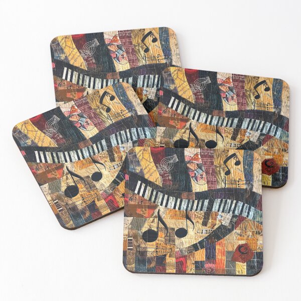 Item preview, music themed patchwork abstract print designed and sold by dcrc.