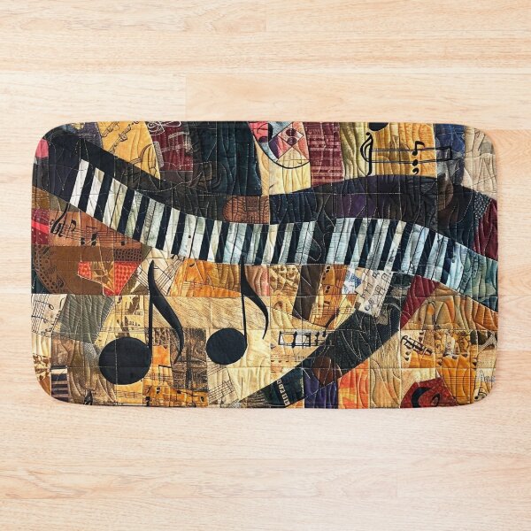 Item preview, music themed patchwork abstract print designed and sold by dcrc.