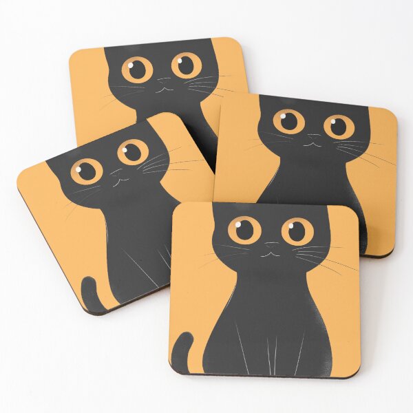 Artikelvorschau, Schwarze Katze mit orangefarbenen Augen entworfen und verkauft von Tech Tones.