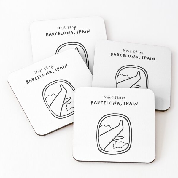 Item preview, Barcelona, Spain | Illustration of an Airplane Window View | Handwritten-style Font designed and sold by RM-Journey.