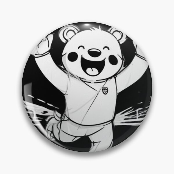 Item preview, cartoon, bear, happy, running, sports, mascot, cheerful, energetic, playful, fun, black-and-white designed and sold by nnKamu.