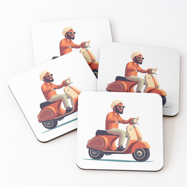 Item preview, vintage man and vintage scooter designed and sold by wonderisland.