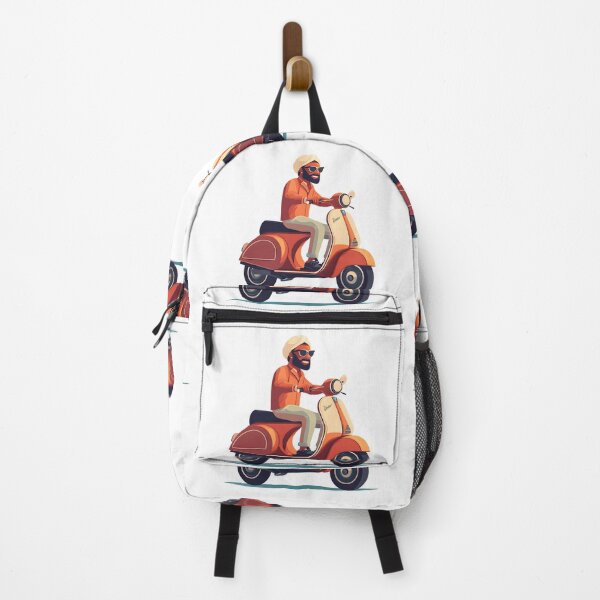 Item preview, vintage man and vintage scooter designed and sold by wonderisland.