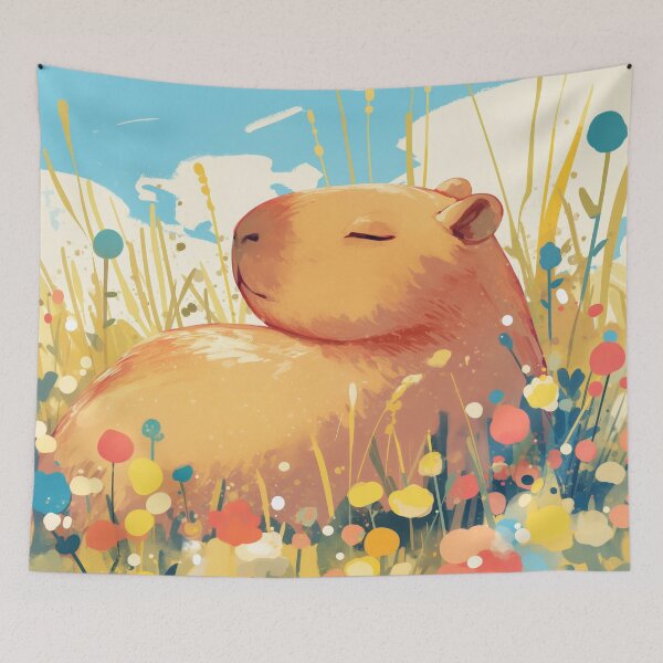 Item preview, Capybara in a Field of Dreams designed and sold by AshiraCreations.