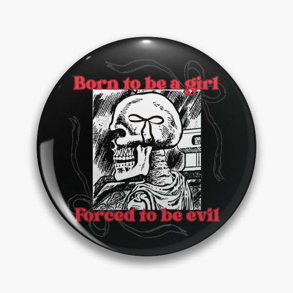 Item preview, born to be a girl, forced to be evil silly horror drawing with bows and skeleton designed and sold by cherrytheory.