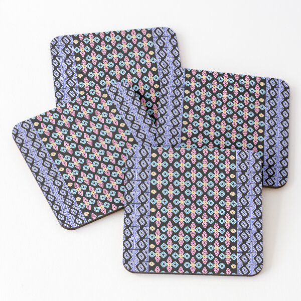 Item preview, Multi-colored geometric pattern arranged in lines on a black background. designed and sold by wonghong.