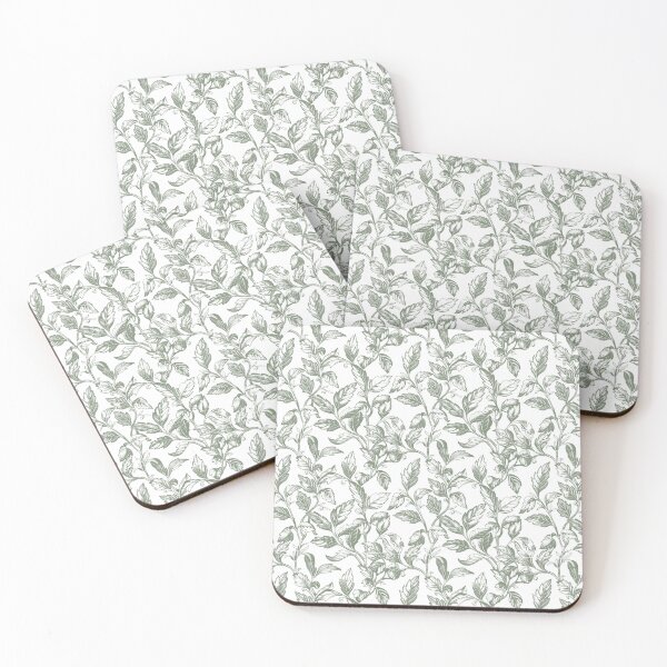 Item preview, Vintage Botanical Pattern - Elegant Green Floral Art on Black Background designed and sold by blockshop.