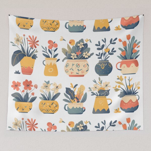 Item preview, Whimsical Blooms in Vibrant Pots designed and sold by emilykang.