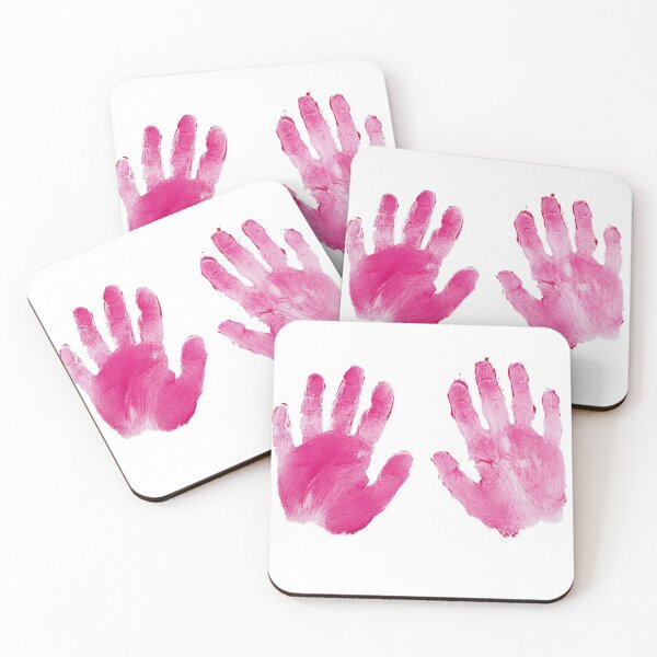 Item preview, A pair of pink handprints on a white background designed and sold by urzga.