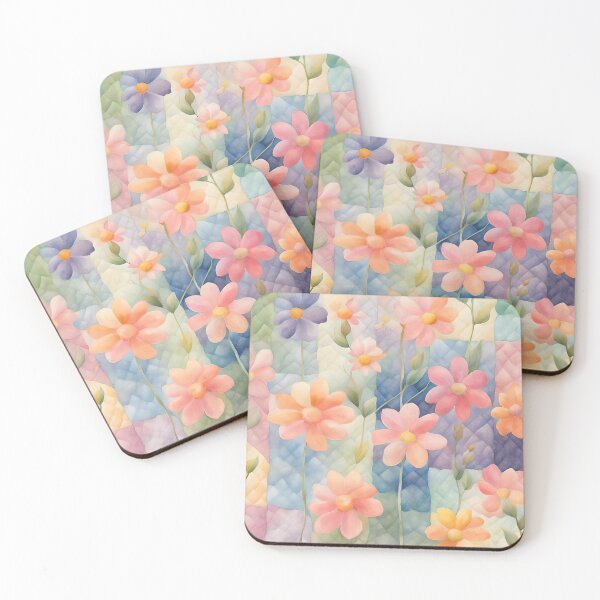 Item preview, Whimsical Watercolor Cottagecore Colorful Flowers On Patchworks 2 designed and sold by taiche.