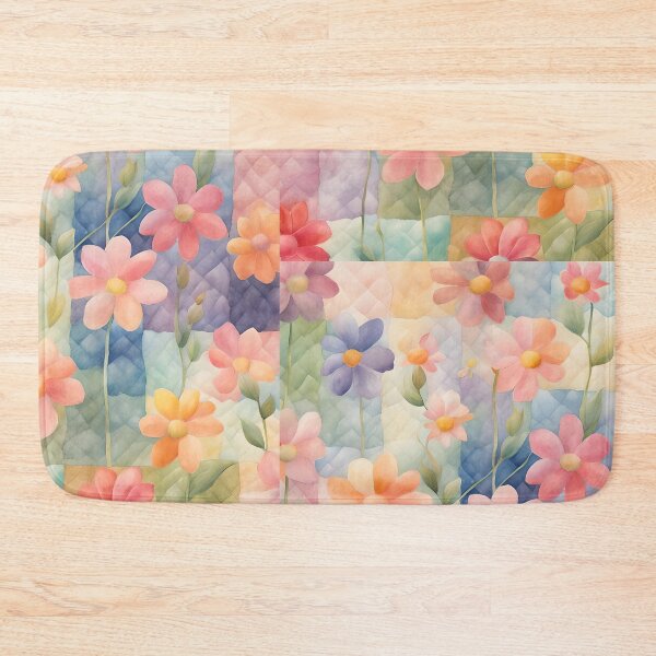 Item preview, Whimsical Watercolor Cottagecore Colorful Flowers On Patchworks 2 designed and sold by taiche.