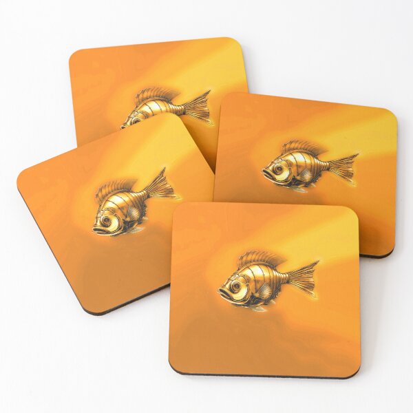 Item preview, Subtle Steampunk Fish Art Minimalist Steampunk Style - Gold Tones designed and sold by Beachy.