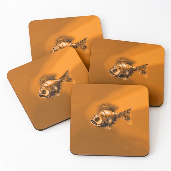 Item preview, Subtle Steampunk Fish Art Minimalist Steampunk Style - Brass Tones designed and sold by Beachy.