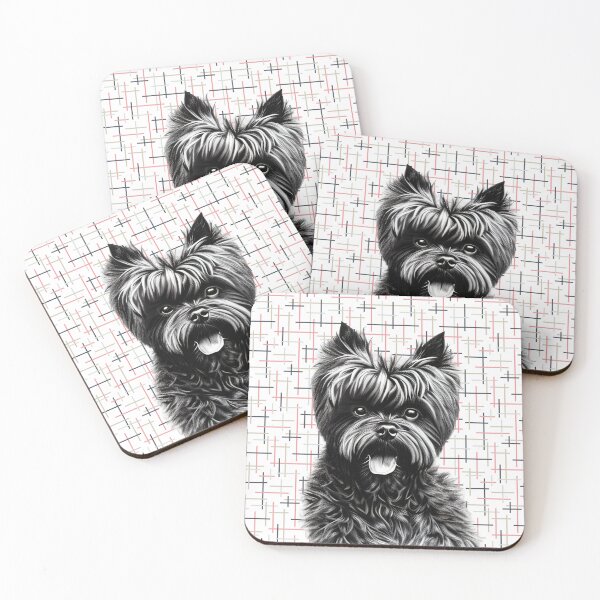 Item preview, cute dog sketch with pink print patterned background designed and sold by Crystal Godwin.