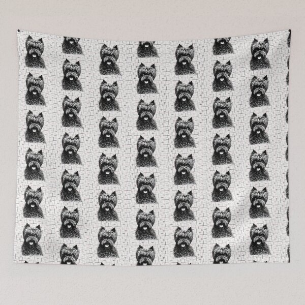 Item preview, cute dog sketch with pink print patterned background designed and sold by Crystal Godwin.