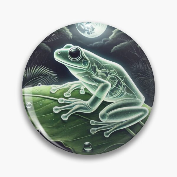 Item preview, Glass Frog on Leaf at Night – Mystical Wildlife Illustration designed and sold by NocturnalNook.