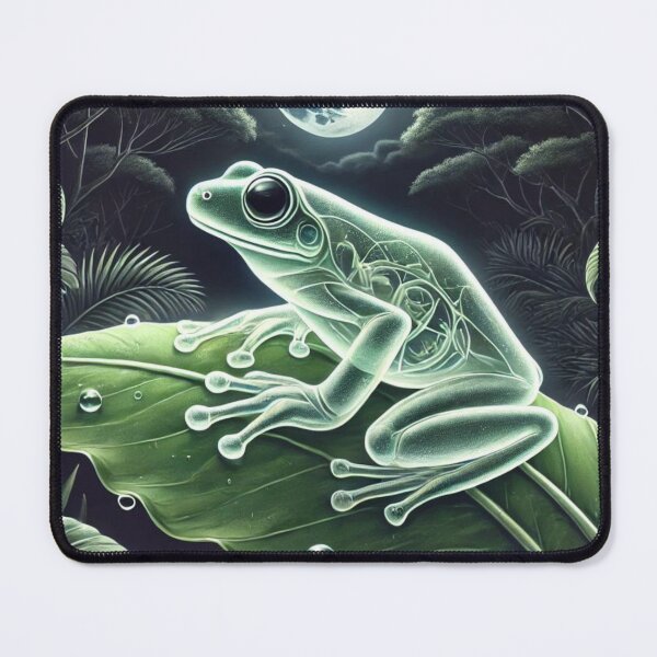 Item preview, Glass Frog on Leaf at Night – Mystical Wildlife Illustration designed and sold by NocturnalNook.