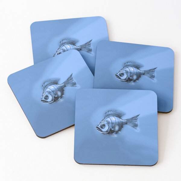 Item preview, Metal Look Fish - Minimalist Steampunk Fish in a Pale Blue Ocean  designed and sold by Beachy.