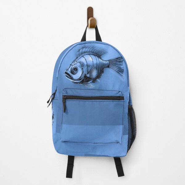 Item preview, Metal Look Fish - Minimalist Steampunk Fish in a Pale Blue Ocean designed and sold by Beachy.