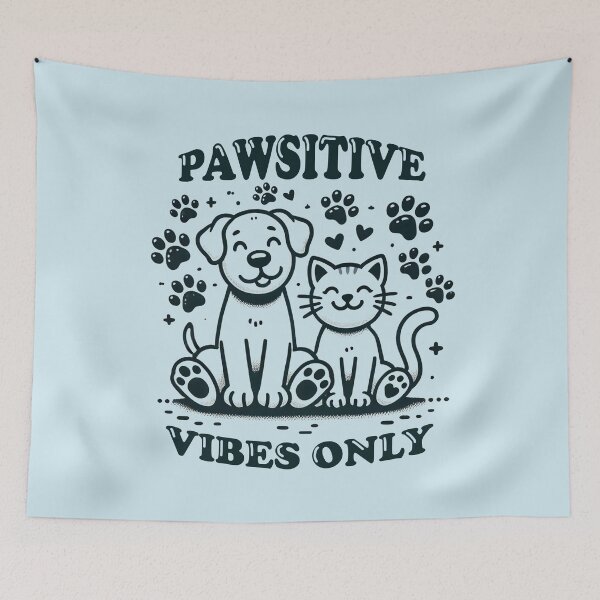 Item preview, Pawsitive Vibes Only Cute Dog and Cat Friendship designed and sold by DuxDesigns.