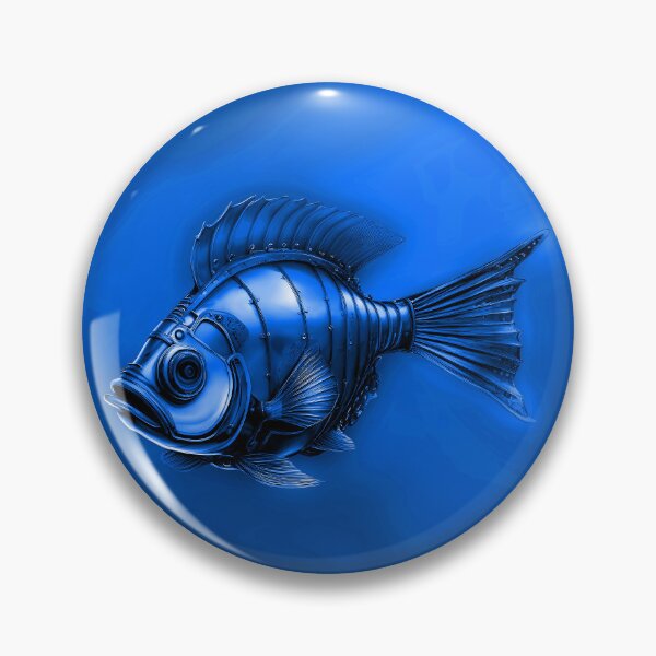 Item preview, Metal Look Fish - Minimalist Steampunk Fish in a Blue Ocean  designed and sold by Beachy.