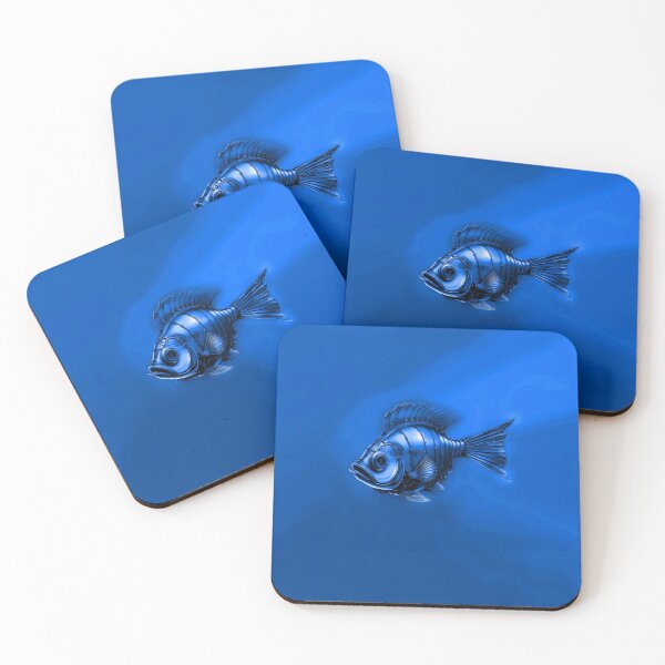 Item preview, Metal Look Fish - Minimalist Steampunk Fish in a Blue Ocean  designed and sold by Beachy.