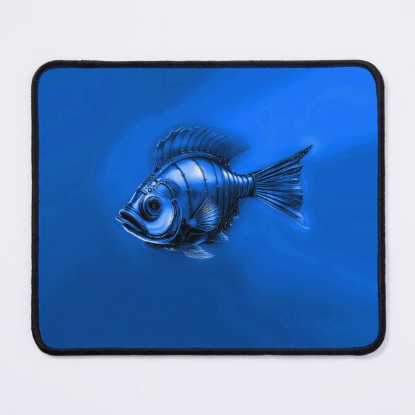Item preview, Metal Look Fish - Minimalist Steampunk Fish in a Blue Ocean  designed and sold by Beachy.