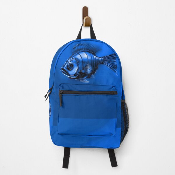 Item preview, Metal Look Fish - Minimalist Steampunk Fish in a Blue Ocean designed and sold by Beachy.