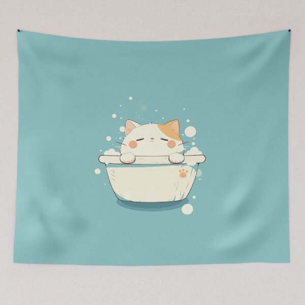 Item preview, Adorable Cat Enjoying Bubble Bath designed and sold by Windy-market.