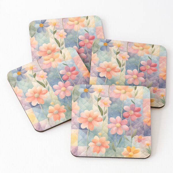 Item preview, Whimsical Watercolor Cottagecore Colorful Flowers On Patchworks 4 designed and sold by taiche.